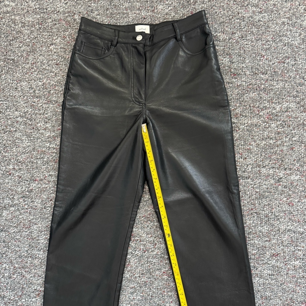 Aritzia Black Leather Straight Leg High waist Trousers 6 Goth Feminine Acubi